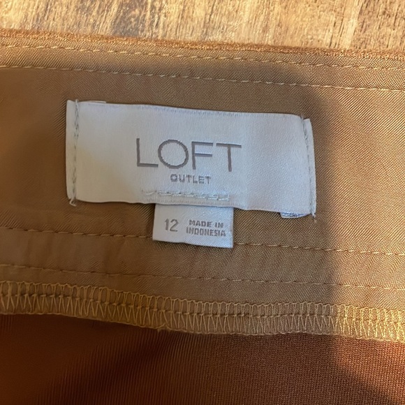 Loft womens skirt 12 large mini button brown tan suede soft stretch basic staple - Picture 4 of 8